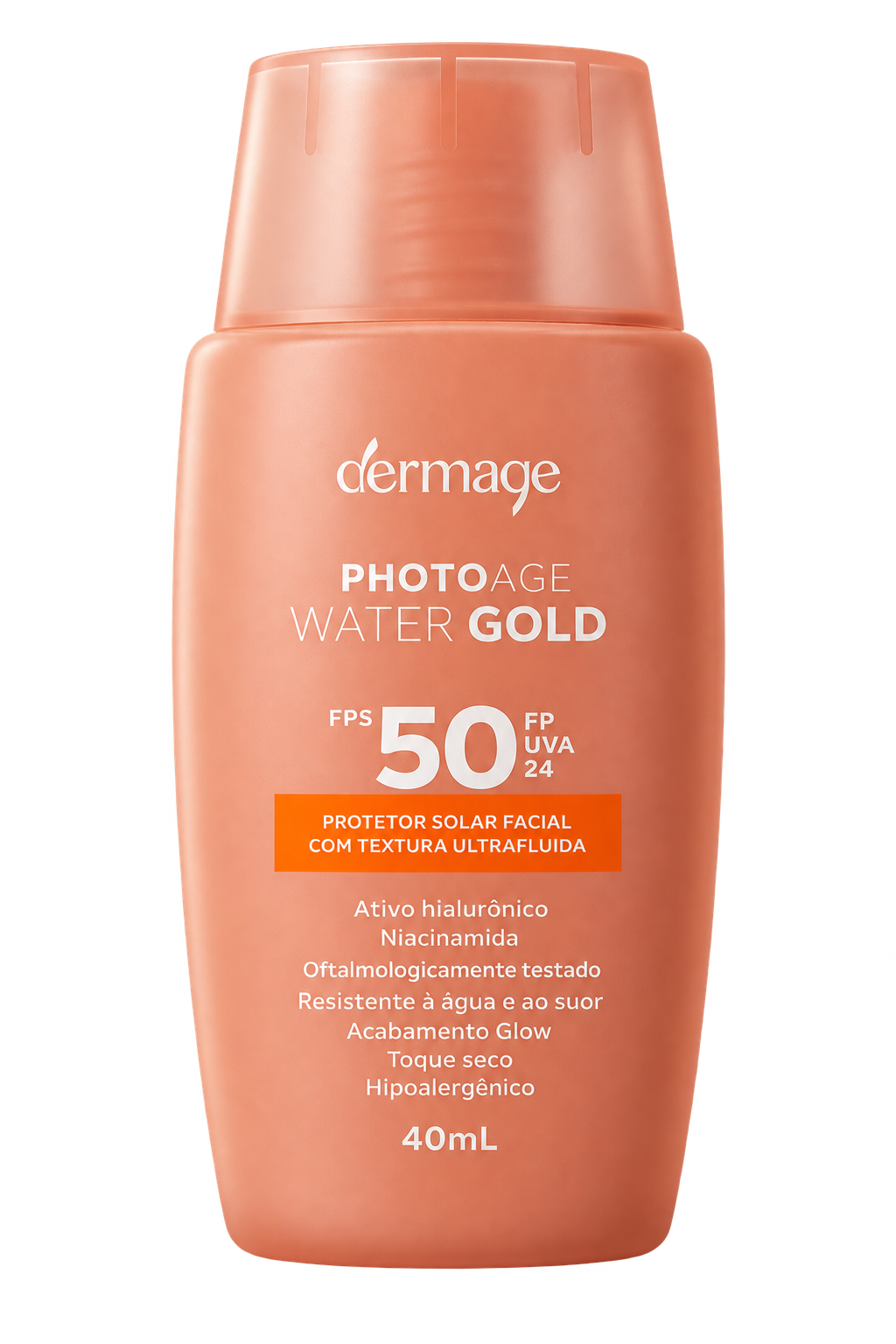 Frasco do Photoage Water Gold na mão
